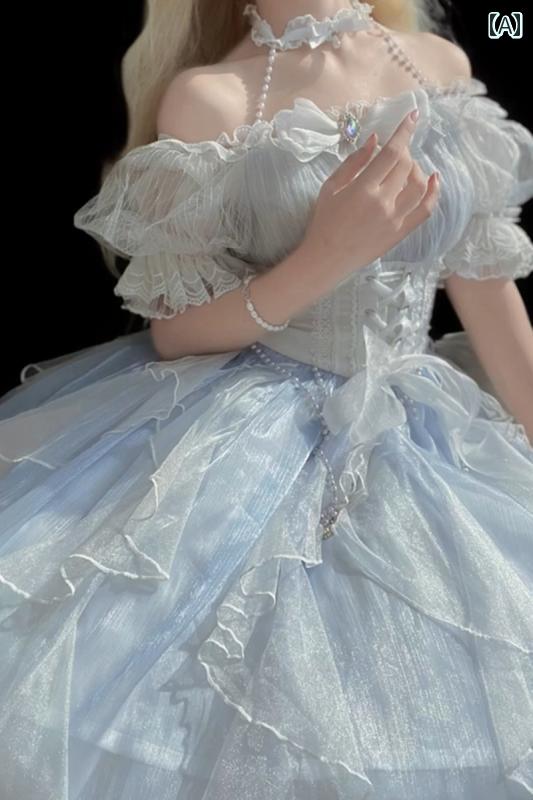 コスプレ 衣装 ロリータ レディース コスチューム パーティー 写真撮影 ゴージャス デュティ ドレス ロリータ スイート ドレス 花嫁 オン ザ ラン ふわふわ プリンセス ドレス｜おうち健康生活