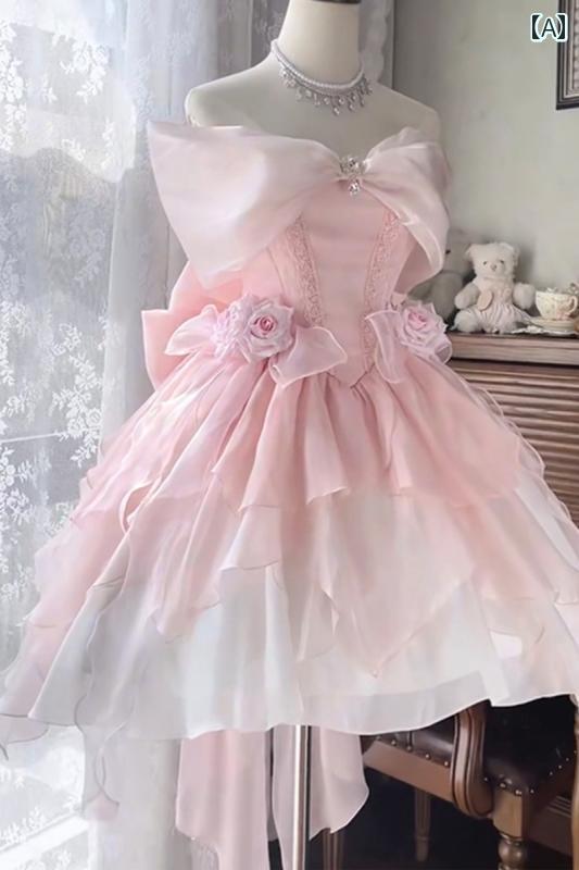 コスプレ 衣装 レディース コスチューム パーティー 写真撮影 甘くて かわいい ワンショルダー ガール ドレス ロリータドレス 花嫁 ロリータピンク プリンセス ドレス|おうち健康生活