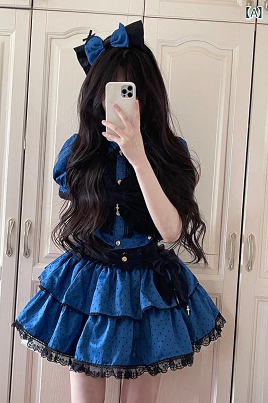 コスプレ 衣装 レディース コスチューム パーティー 写真撮影 ロリータガール トップス 肩ひも スカート ロリータ 3点