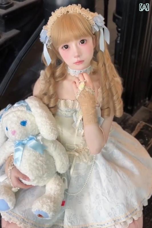 コスプレ 衣装 レディース コスチューム パーティー 写真撮影 優しい ブルー 花 花嫁 スカート プリンセス スカートロリータ ドレス フル セット パール ロス カート 9,548円
