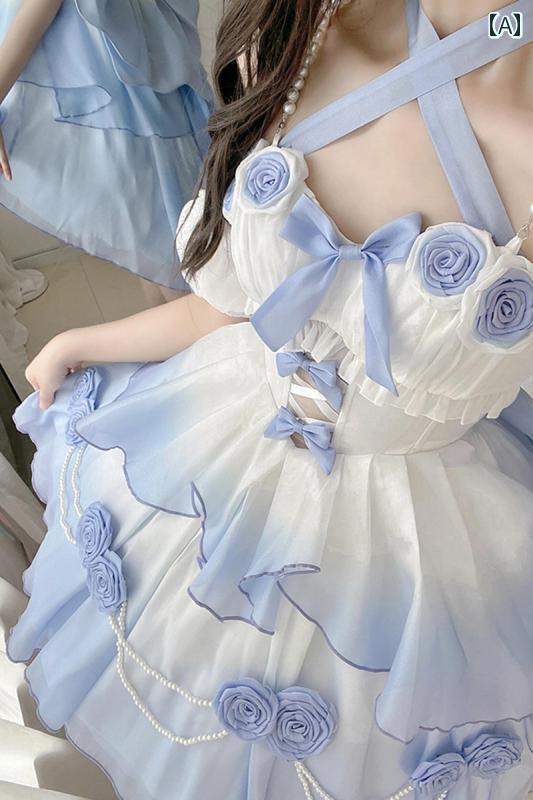 コスプレ 衣装 レディース コスチューム パーティー 写真撮影 グラデーションブルー 軽量 涼しい 涼しい 涼しい ウェディング フロント ショート バック ロング ロリータ ゴージャス ふわふわ テール プリンセス ドレス