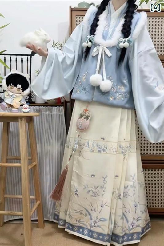 漢服 コスチューム レディース ファッション おしゃれ ステージ 撮影 舞台衣装 コスプレ 新年 戦闘 服 新年 衣装 明朝 風 襟 閉じ 刺繍 双 甲 十字 襟 琵琶 袖 馬顔スカート 新年 挨拶 衣装｜おうち健康生活