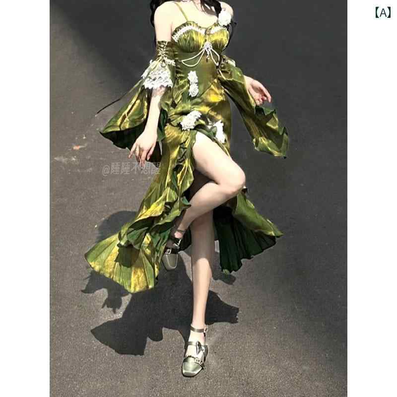 ドレス レディース 華やか パーティー 新年 戦闘 ローブ コス 衣装 華やか エレガント 重厚 ロリータ ローズ 肩ひも フィッシュテール スカート
