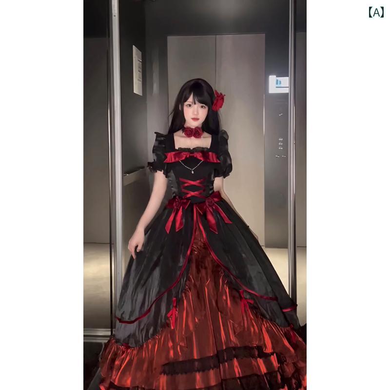 コスプレ お召しもの レディース お召しもの 寄りあい 活動写真映画化 バーガンディィ ロリータ 妃殿下 花嫁御寮 ロリータ 半袖 逃亡者 妃殿下 お召しもの