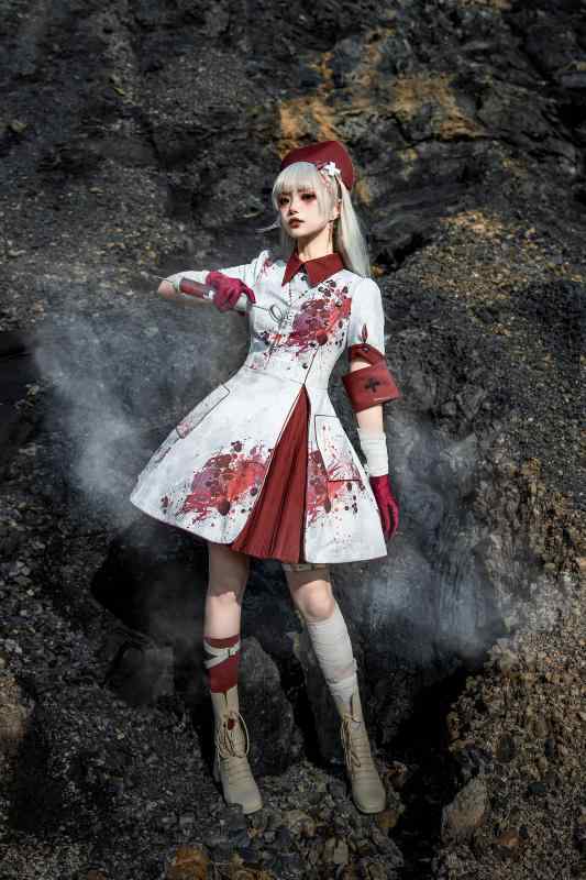 コスプレ 衣装 レディース コスチューム パーティー 写真撮影 ブラッディ ローズ 戦争 ナースタイプ 二次 ドレス