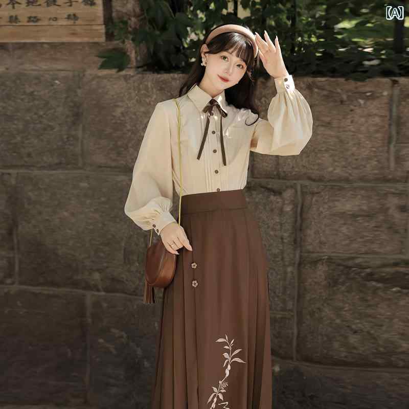 漢服 御召しもの レディース 流行り物 今めかしい 上演 映画化 一こま御召しもの コスプレ 瀬戸もの風 漢 レトロ 単科大学 馬顔スコート 秋冬 デイリー