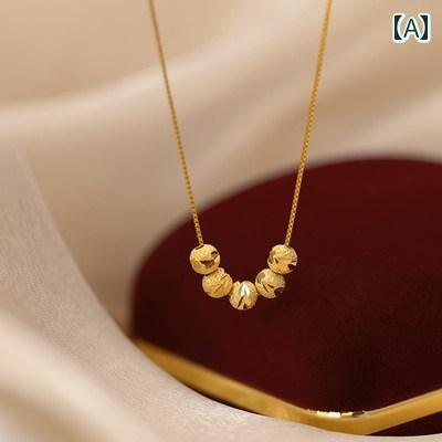 ネックレス レディース アクセサリー 普段使い プレゼント 925 スターリングシルバー メッキ 18 ゴールド 軽量 涼しい トランスファー ビーズ 鎖骨 チェーン