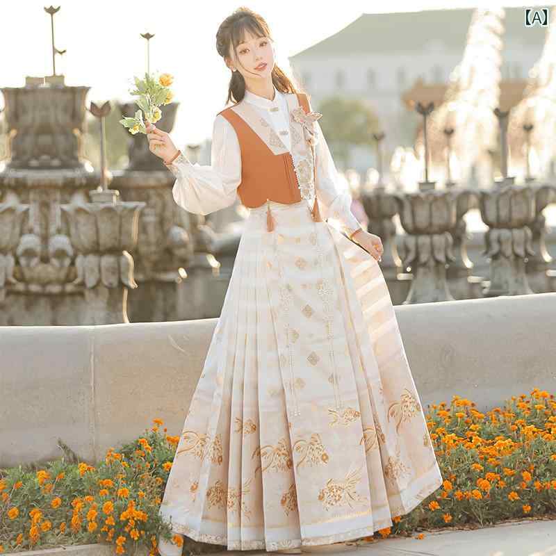 漢服 お召しもの レディース 流行り物 今めかしい 高座 映画化 一こまお召しもの コスプレ 金魚 火工品 明代 瀬戸もの風 漢 より良い プルオーバー 織 金 馬顔スコート セットアップ
