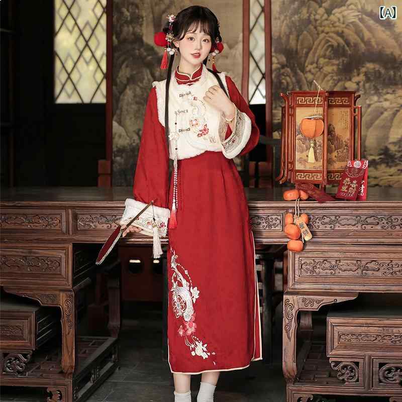 漢服 お召しもの レディース 流行り物 今めかしい 高座 映画化 一こまお召しもの コスプレ 新年 プルオーバー 新年 御挨拶 漢 赤 瀬戸もの セットアップ 冬