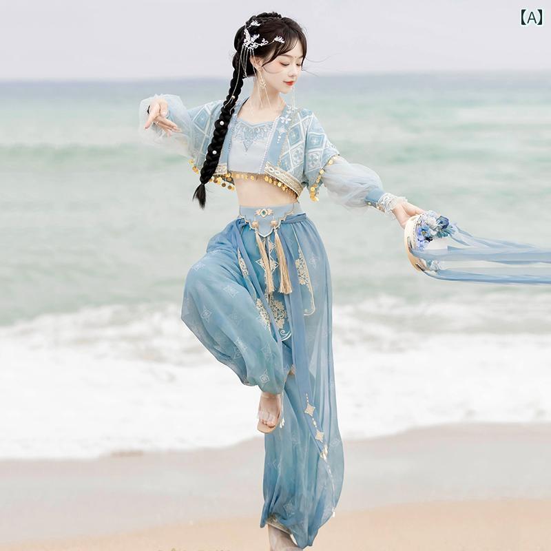 漢服 コスチューム レディース ファッション おしゃれ ステージ 撮影 舞台衣装 コスプレ 雲 上 旅人 西部 地域 天 竺 エキゾチック 漢 セットアップ 夏｜おうち健康生活