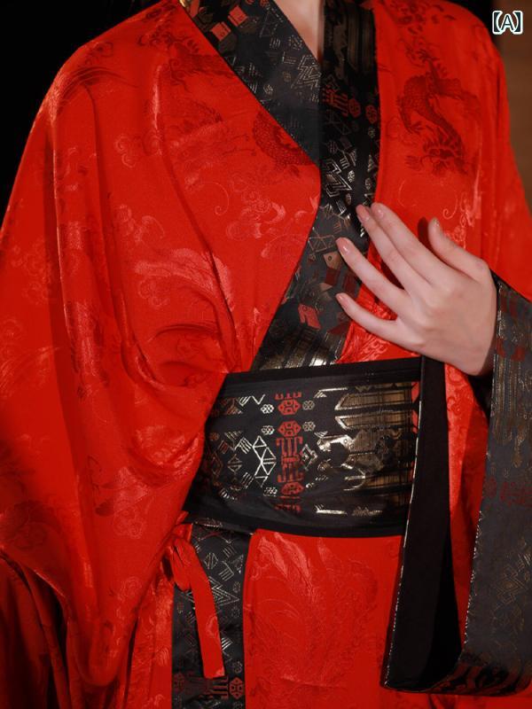 漢服 コスチューム レディース ファッション おしゃれ ステージ 撮影 舞台衣装 コスプレ 新 戦国 ローブ 黒 赤 秋冬 ロング デイリー セットアップ