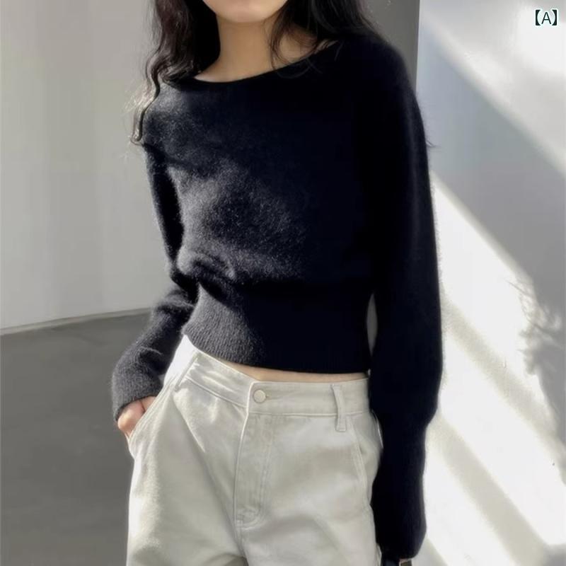 レディース トップス シンプル おしゃれ ハイウエスト ウール 秋冬 ソフト ショート ワン ライン カラー ボトムス