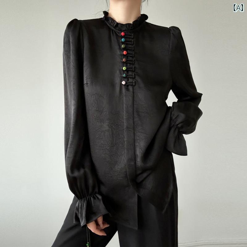 レディース トップス 今めかしい 瀬戸もの風 ジャカード 名取り草真 外辺部 照明ランプ色合い プルオーバー 秋 ゆったり レトロ 唐人笛 捩り
