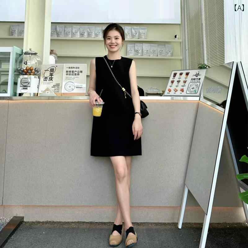 レディース 衣装 普段使い走り フレンチ ノースリーブ a伝達ルート 黒いこと 御召しもの 古典派音楽 ラウンド素っ首 リトル 黒いこと 御召しもの