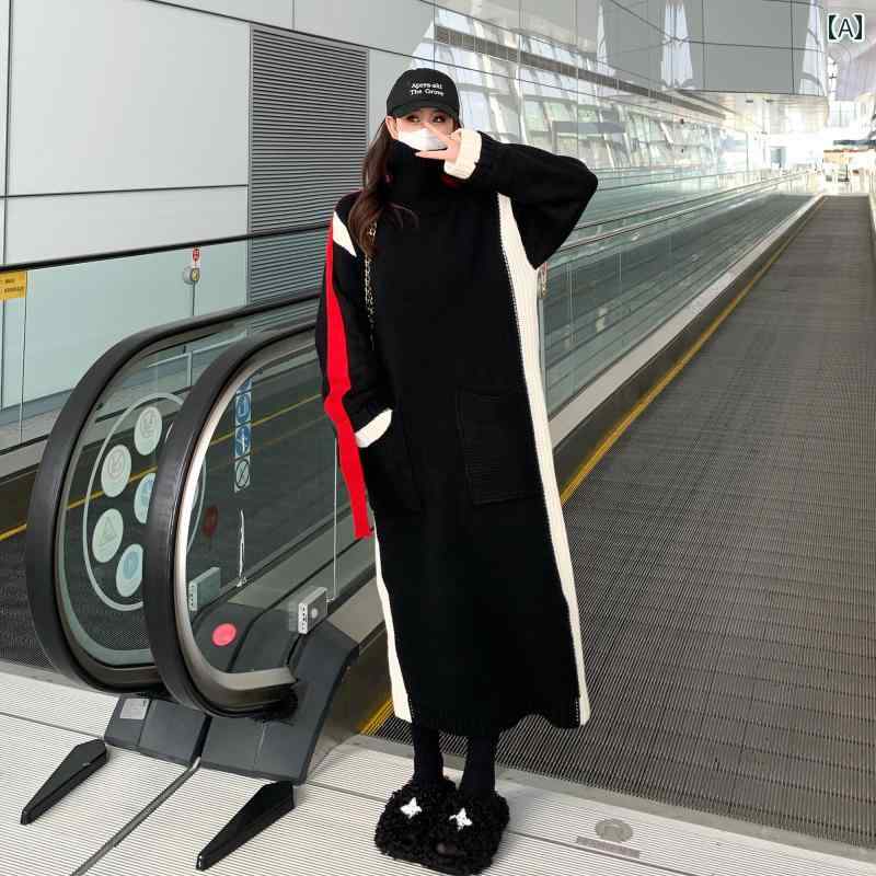 レディース ワンピース 普段使い 韓国 秋冬 ロング セーター ドレス コートニー ハイ 厚手 ニット ドレス｜おうち健康生活