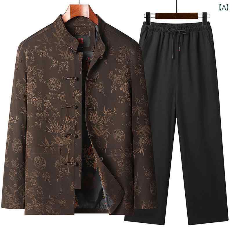 メンズ ファッション 春秋 唐 装 お父さん ジャケット チャイナ風 誕生日 韓服 ジャケット
