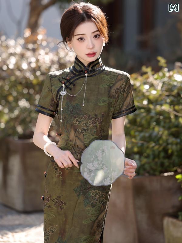 チャイナ ドレス レディース 華やか 上品 マザー ロング ロング 春 チャイナ風 伝統 春夏 チャイナ風 レトロ 魅力