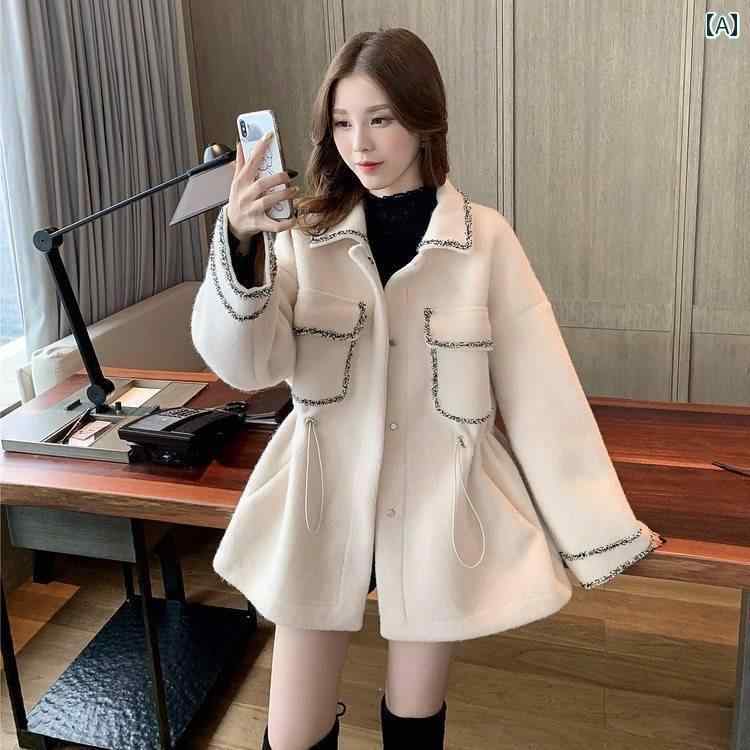大きめサイズ レディース おしゃれ ファッション 婦人服 ぽっちゃり 体型カバー ウール コート 秋冬 多 ゆったり ウール ショート コート