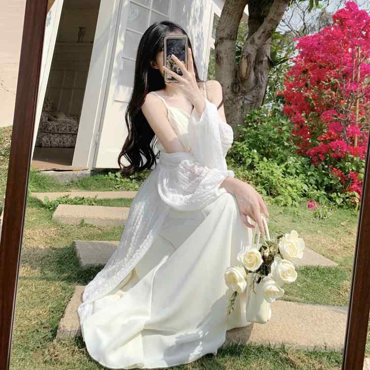 大きめサイズ レディース おしゃれ ファッション 夏 服 スタイリッシュ レース 肩ひも ロング スカート セットアップ 体型カバー スリム ドレス