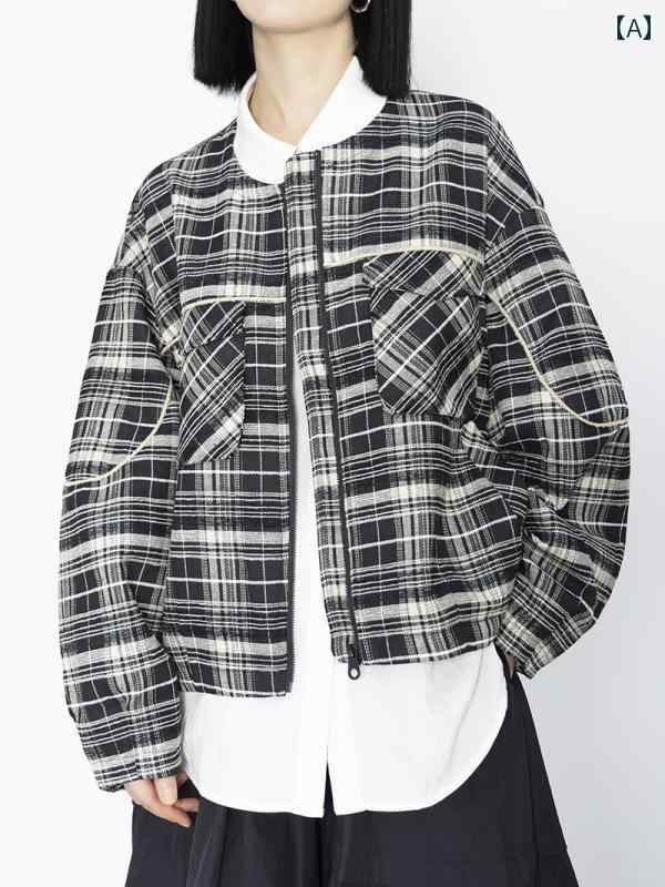 レディース ファッション おしゃれ カジュアル 感じ 大きめサイズ チェック フロッキング ジャケット 10,025円