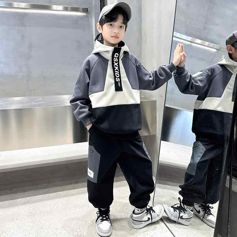 スポーツウェア 男の子 キッズ ジュニア フード付き スウェット 上下セット 春秋 カジュアル おしゃれ かっこいい 綿混