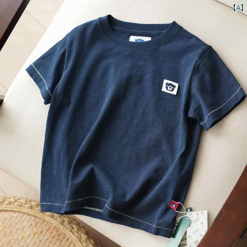 キッズ ファッション 子供 カジュアル おしゃれ 竹 綿 Tシャツ 男の子 丸首 綿 半袖 シャツ 大きめサイズ 夏 服