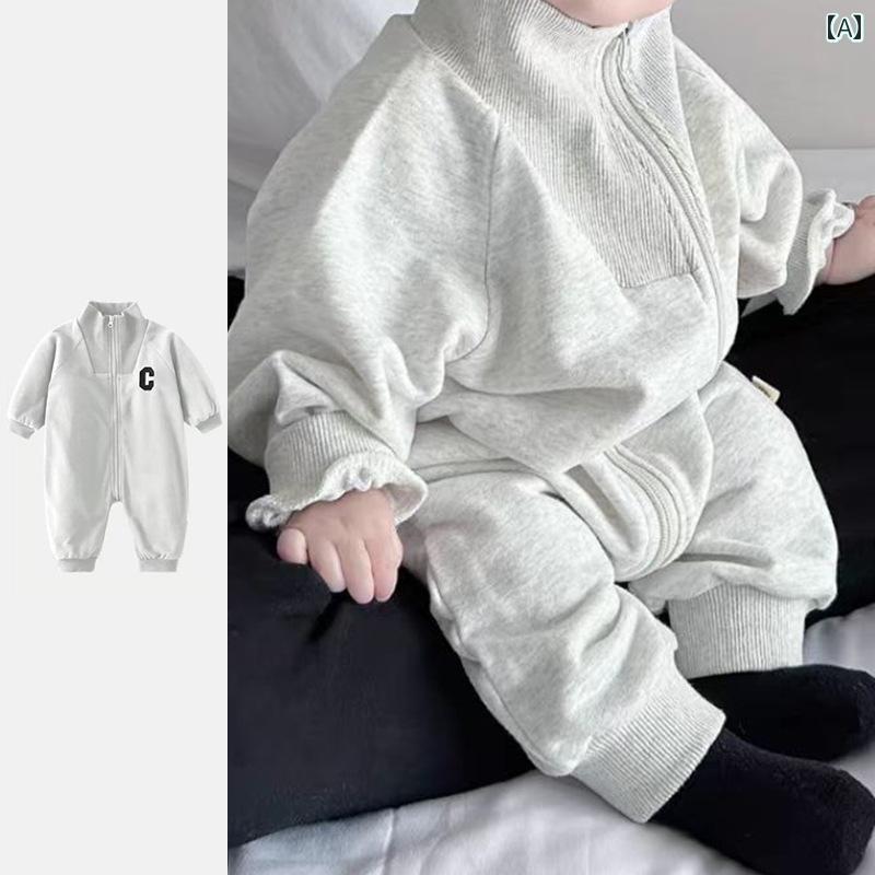 ベビー服 赤ちゃん かわいい 早春 韓国 1歳 男の子 ロンパース 春 ハイハイ 幼児 起毛 ロンパース