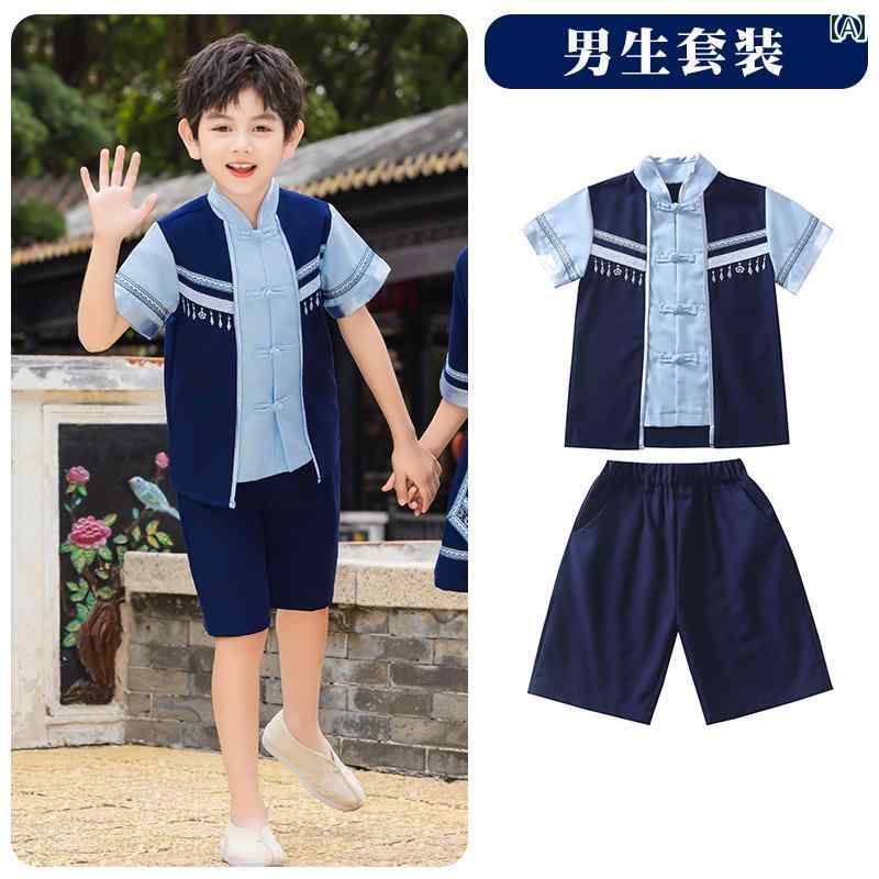 お揃い 子供服 キッズ 男の子 女の子 制服 行事 子供 民族 衣装 広 西 チワン 族 自治 区 民族 衣装 少数 民族 パフォーマンス 衣装