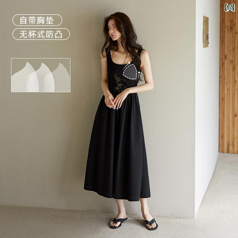 お部屋お召しもの レディース 伸び伸びする パジャマ 差し上げ物 胸パッド ナイト爵 お召しもの 夏 モダール ノースリーブ キャミソール 夏 中国 竹 その他-ナイトウェア・ルームウェア