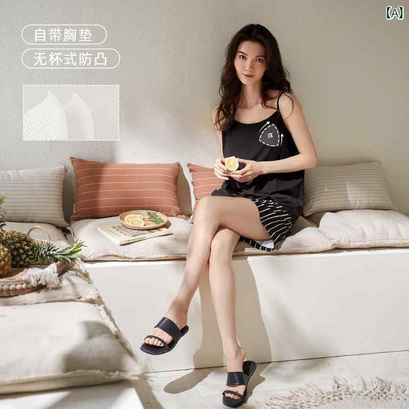 ルームウェア レディース リラックス パジャマ プレゼント 胸パッド 夏 モダール セクシー キャミソール ショートパンツ ひんやり 快適 ホームウェア｜おうち健康生活