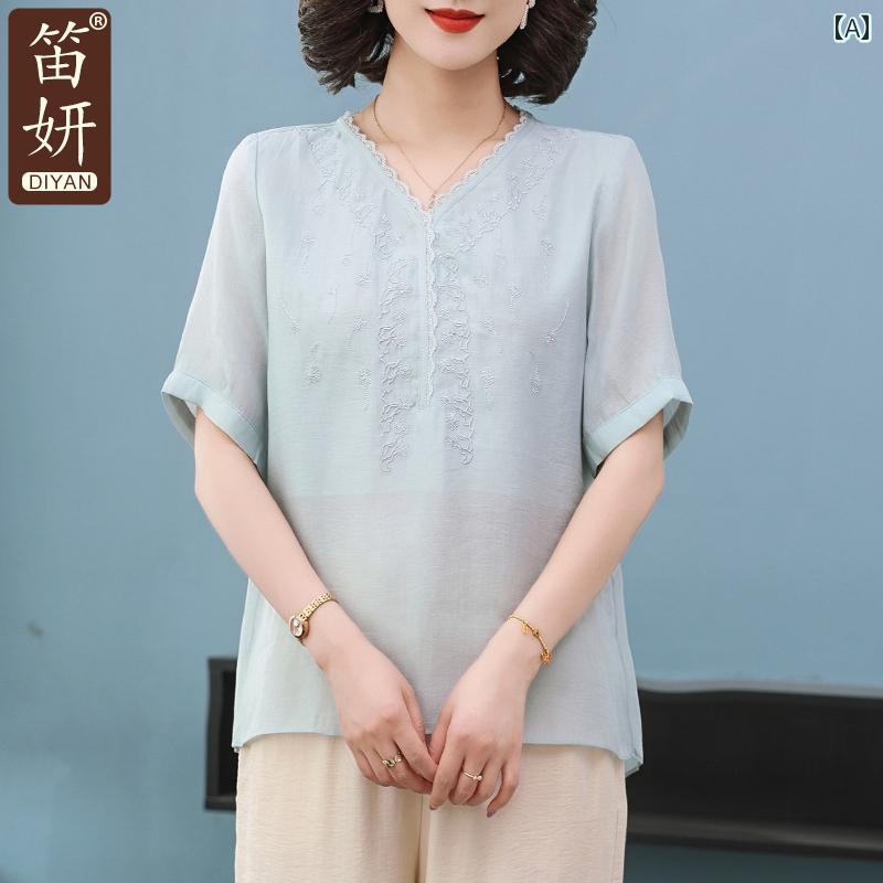 セットアップ レディース 夏 心地好い 今めかしい 成人女性服 普段使い走り 綿麻 洋風 半袖 プルオーバー 富祐