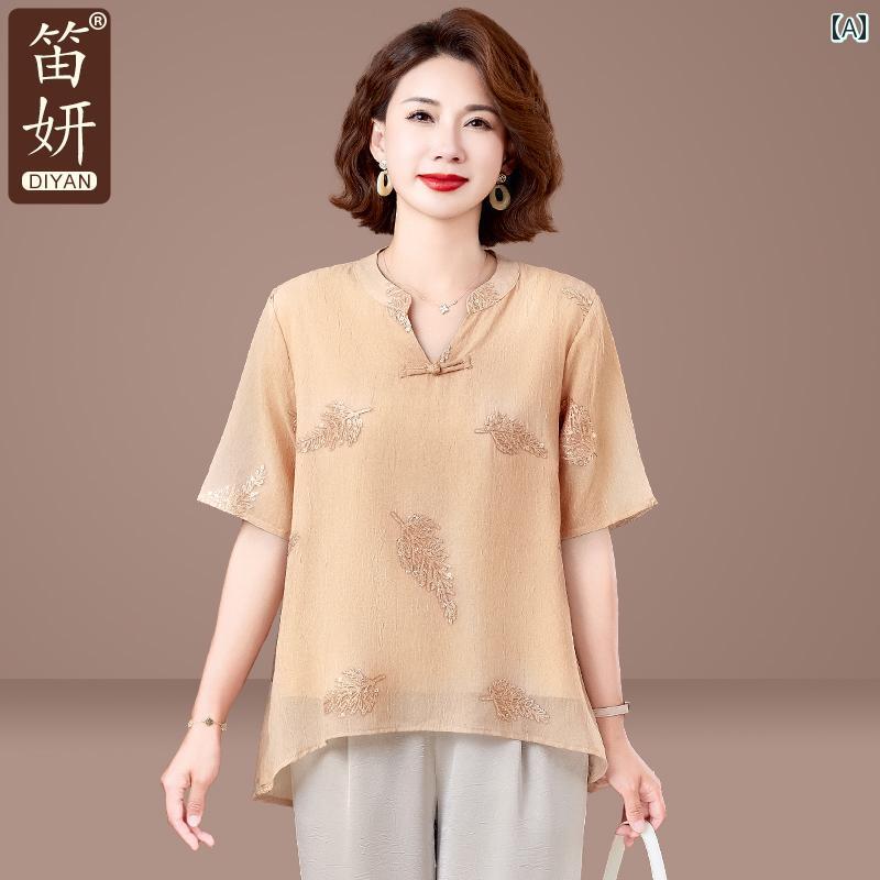 トップス レディース 夏 今めかしい 表皮 窈窕たる 成人女性服 服年 民族風 洋風 プルオーバー プルオーバー ゆったり 小さめ プルオーバー