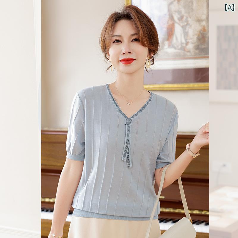 トップス レディース 夏 おしゃれ 上皮 エレガント 婦人服 服 セット 洋風 半袖 Tシャツ
