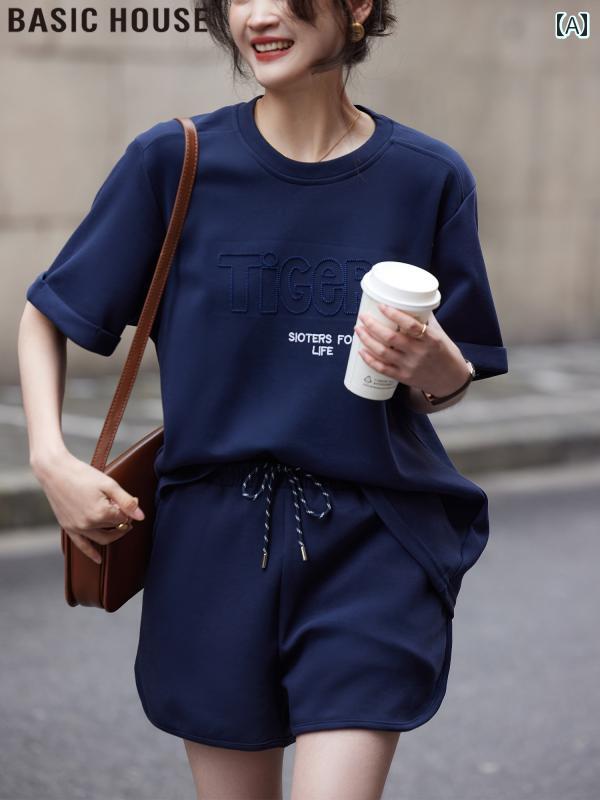 セットアップ レディース カジュアル おしゃれ 上品 星空 ブルー 半袖 Tシャツ ワイドレッグ ショートパンツ スポーツ 夏 12,937円