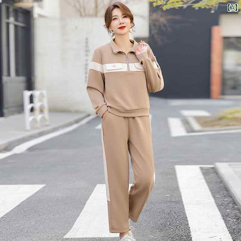 セットアップ レディース 心地好い 運動競技 成人女性服 洋風 母 春 御召しもの スウェーター 成人女性 烏兎 大きめ大きさ