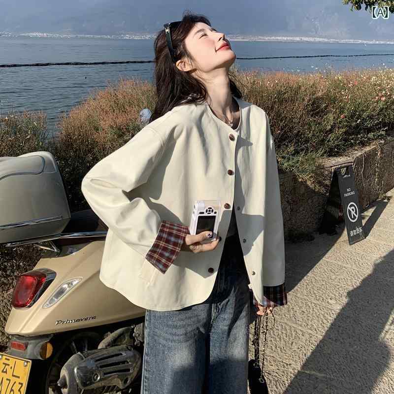 アウター レディース 心地好い かっこ良い 普段使い走り オフ 白いこと 甘くて 冷やりとした ラウンドのど首 上衣 春 新 大いさ か細い 遊撃手 厚地の外套 その他-レディースファッション