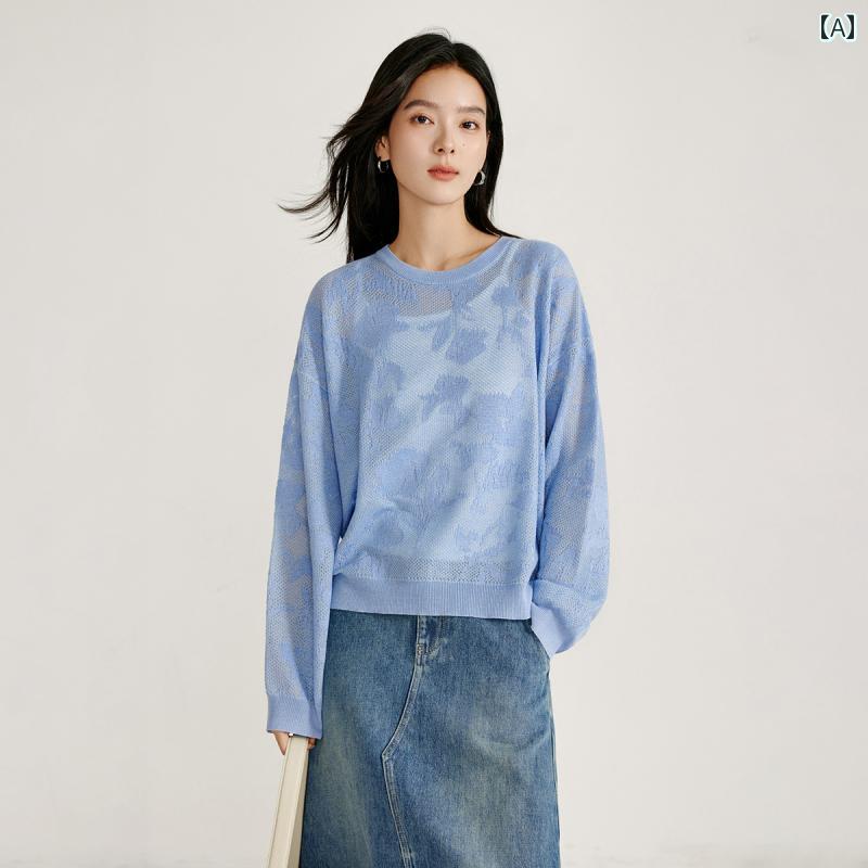 トップス レディース 今めかしい 心地よい 分かりやすい 編み物ジレー 春 薄っぺら 冷やりとした 冷やりとした 冷やりとした ティーシャツ スウェーター