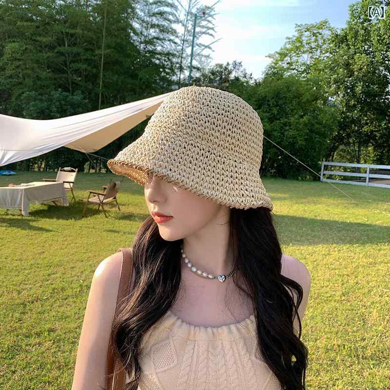 レディース 帽子 おしゃれ カジュアル 普段使い 麦わら帽子 小さめ フレッシュ 小さめ つば 漁師 夏 日よけ 韓国