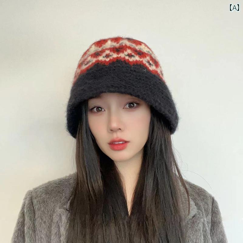 レディース 帽子 おしゃれ カジュアル 普段使い 冬 ニット 暖かい 対照 ニット 厚手 ウール フィッシャーマン ハット 流域 トレンド