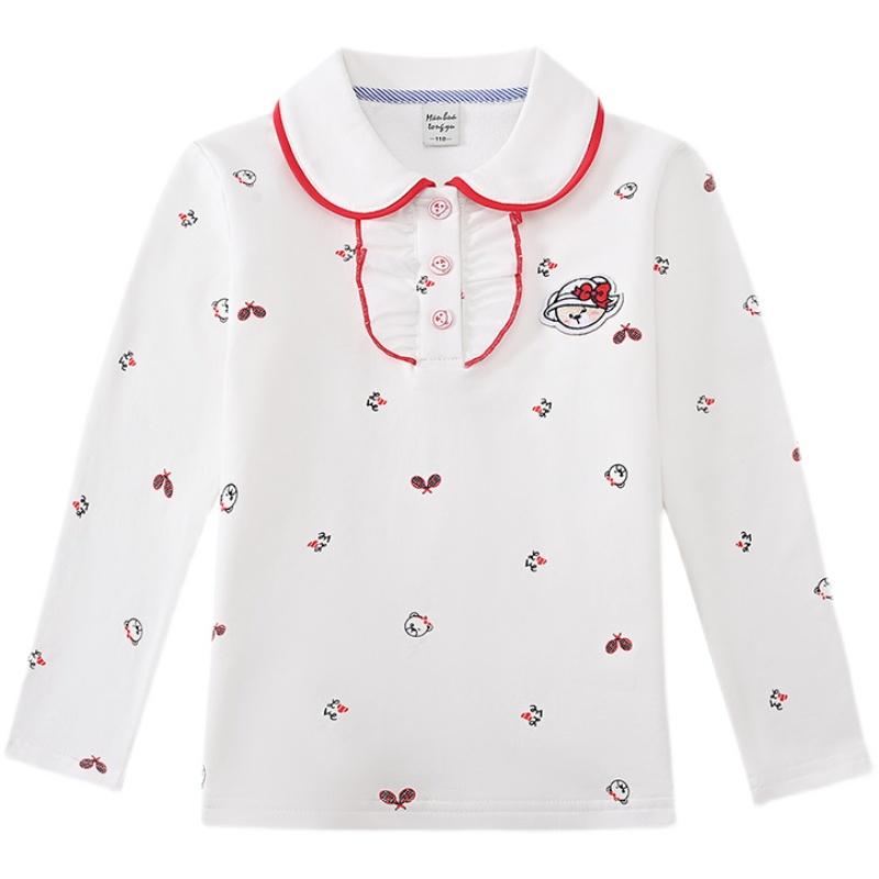 Tシャツ 女の子 長袖 子供服 春秋 キッズ プリント トップス 学生 綿 ポロシャツ
