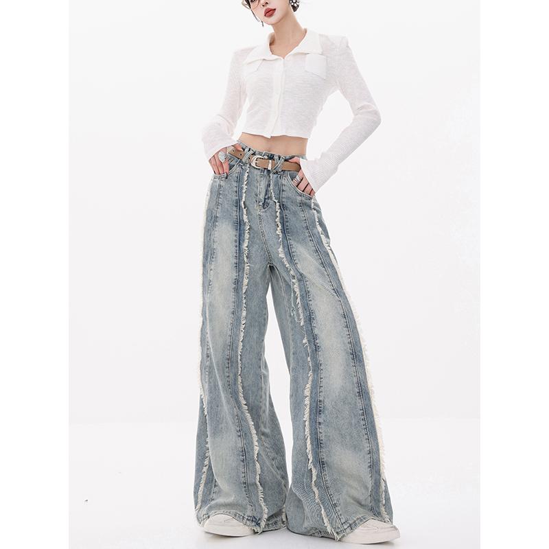 ワイドパンツ レディース 秋 デニム ゆったり ストレート