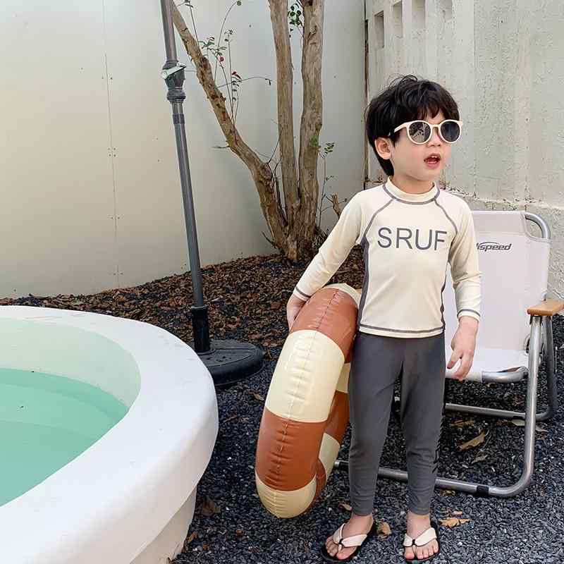 スイムウェア キッズ 男の子 女の子 幼児 小学生 速乾 伸縮性 上下セット 海水パンツ ビーチパンツ プール 海水浴 レジャー ポリエステル 夏 グレー ベージュ 4,218円