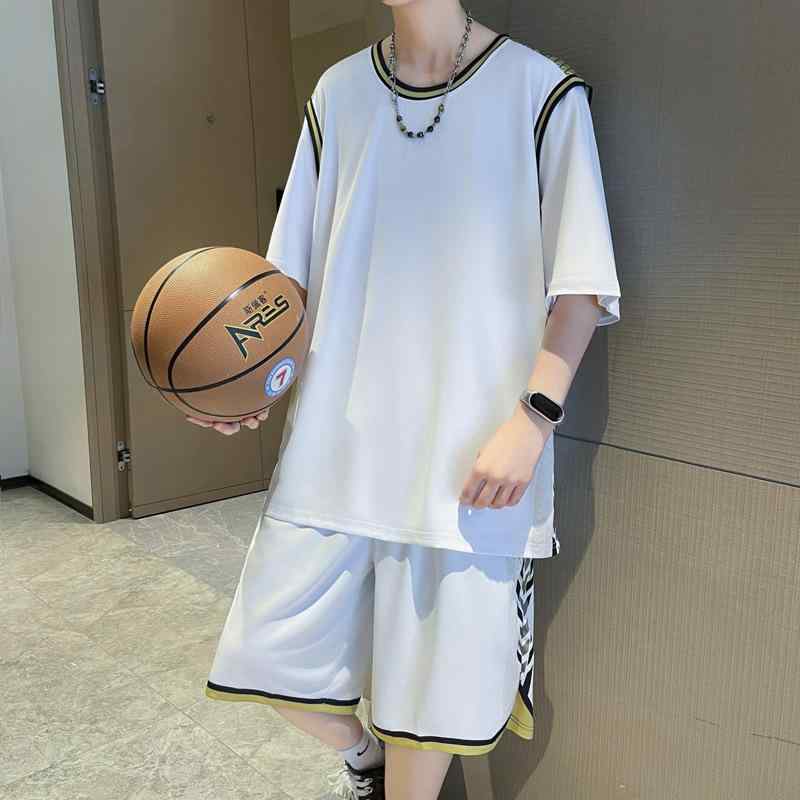 スポーツウェア セットアップ 男の子 メンズ 半袖 Tシャツ ショートパンツ 接触冷感 ポリエステル 薄手 速乾 学生 ジュニア バスケットボール トレーニング 部屋着 普段使い 春夏