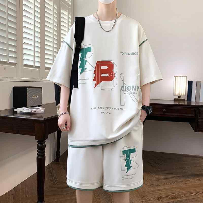 スポーツウェア メンズ ジュニア 男子学生 半袖Tシャツ ショートパンツ 上下セット カジュアル 薄手 ポリエステル かっこいい おしゃれ デイリーユース 夏