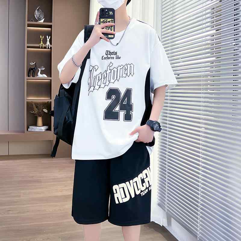 セットアップ 男の子 夏 半袖 Tシャツ ショートパンツ 2点セット 10代 中学生 高校生 ティーンズ クルーネック 綿 薄手 スポーツ カジュアル 部屋着 普段使い