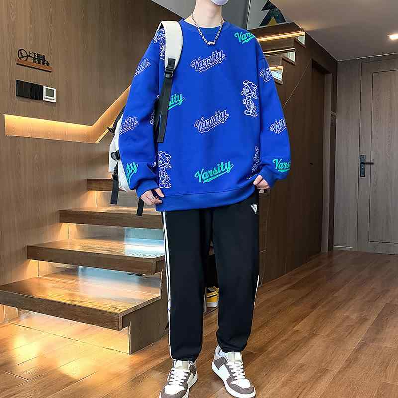 スウェット 男の子 ジュニア 長袖 クルーネック 上下セット 秋冬 カジュアル 普段使い ルームウェア 綿混 韓国風 通学 トレーナー