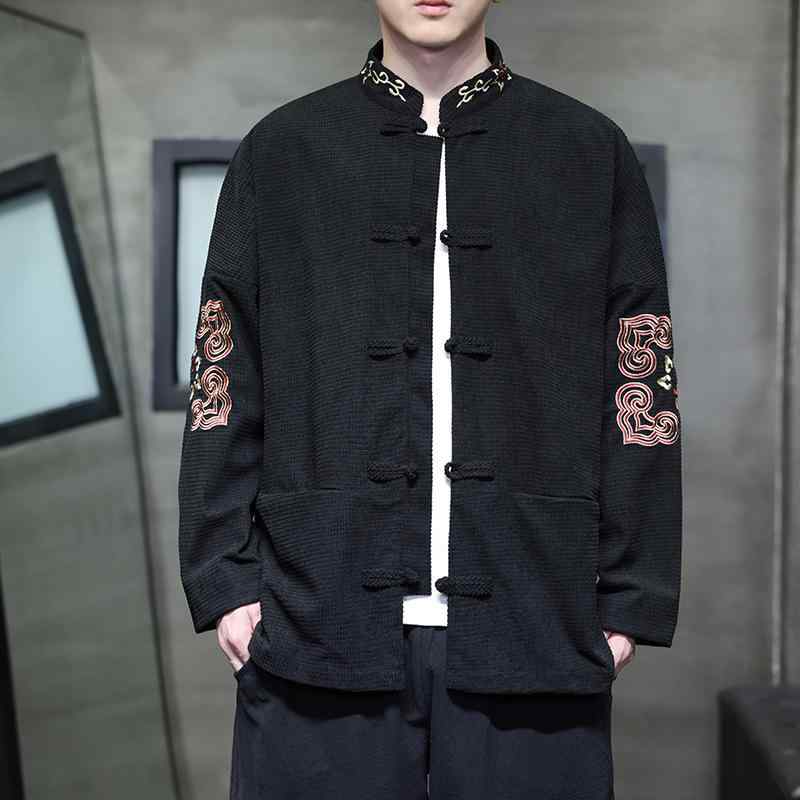 ジャケット メンズ 男性用 秋冬 ネオチャイナ レトロ 刺・墸 中国風 スタンドカラー ゆったり ルーズフィット 大きいサイズ チャイナボタン アウター コーデュロイ ポリエステル カジュアル 普段使い ピンク ブラック オフホワイト ブラウン 6,199円
