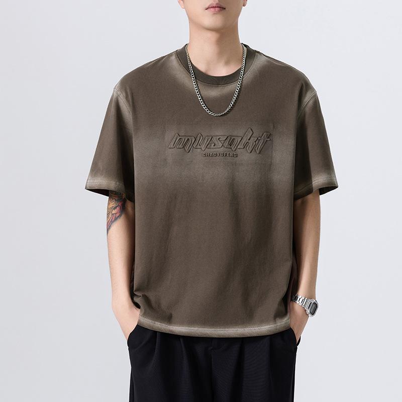Tシャツ メンズ ヘビーウェイト トレンド カジュアル 半袖 快適 吸湿速乾 綿 コットン ゆったり オーバーサイズ クルーネック 高級感 万能 普段使い 夏