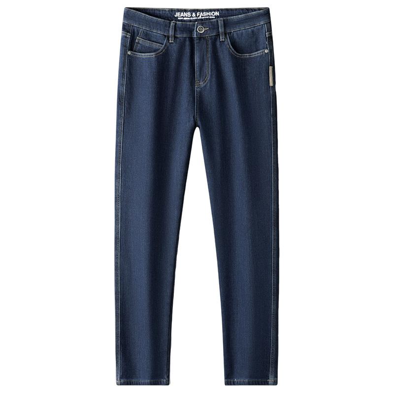 デニムパンツ メンズ 裏起毛 厚手 ウォーム ストレートシルエット ロングパンツ 秋冬 アメカジ カジュアル 普段使い ストレッチ 綿混 ウォッシュ加工 立体裁断 ミドルウエスト