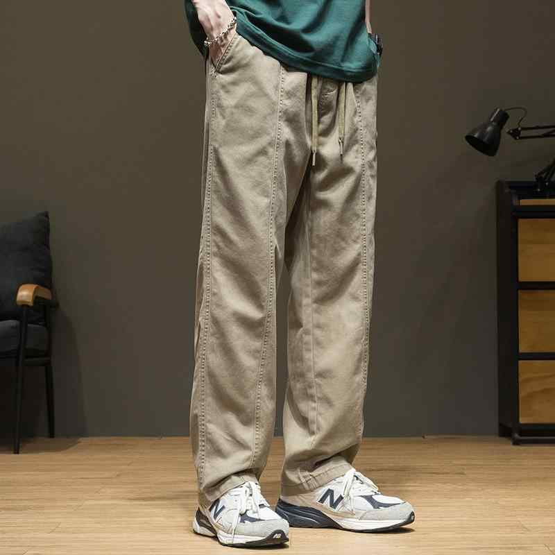 パンツ メンズ 男性用 春夏 カジュアル ワークパンツ カーゴパンツ ストレート ルーズフィット ゆったり ビッグサイズ 大きいサイズ 薄手 軽量 綿 コットン ロング丈 カーキ ブラック 普段使い ボトムス